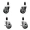 Service Caster 3.5'' Gray Poly Wheel Swivel 1-3/8'' Expanding Stem Caster Set 2 Brakes, 4PK SCC-EX20S3514-PPUB-2-TLB-2-138 - alternate 1